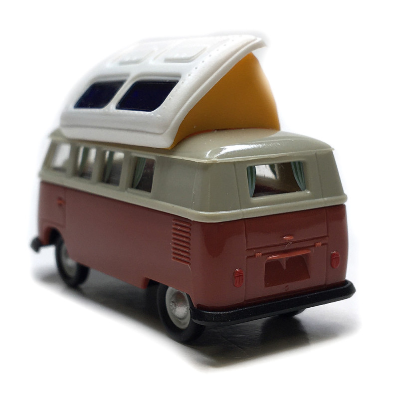 Volkswagen T1b, camping-car, avec couchage de toit, gris, rouge, 1960 - BREKINA 31635 - HO 1/87