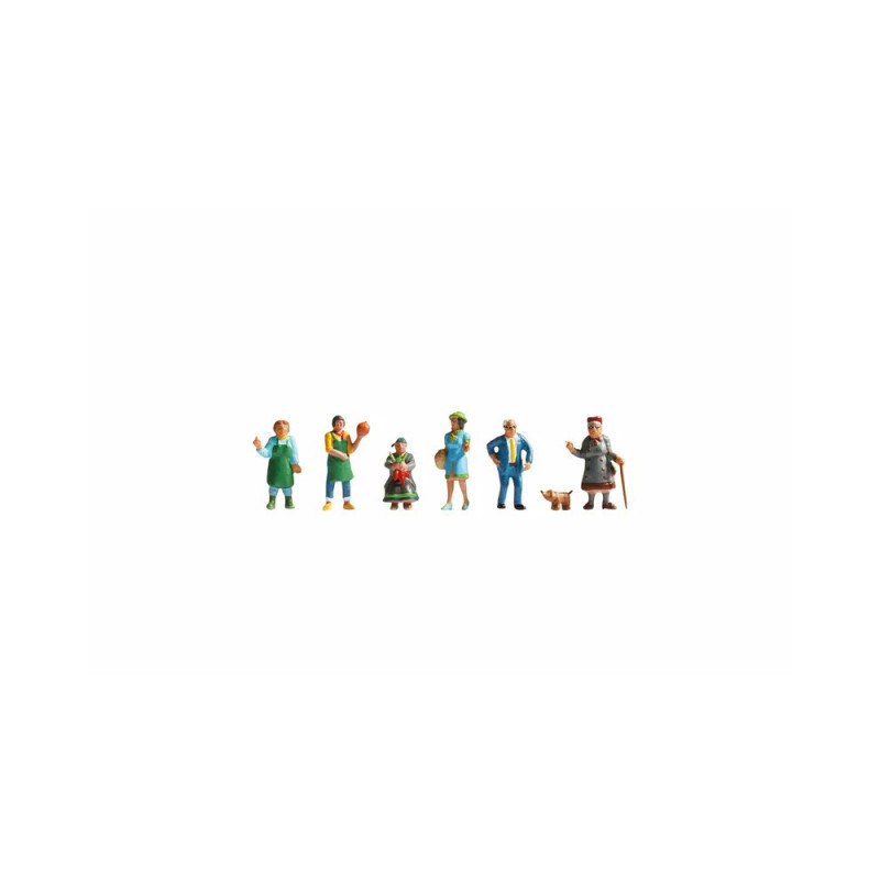 NOCH 15470 – 7 Figurines Marché Échelle HO – Scène Vivante Pour Modélisme Ferroviaire
