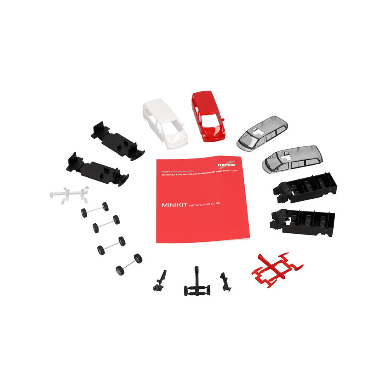 MiniKit, Volkswagen Vito, bus, blanc, rouge - Herpa 014212 - HO 1/87