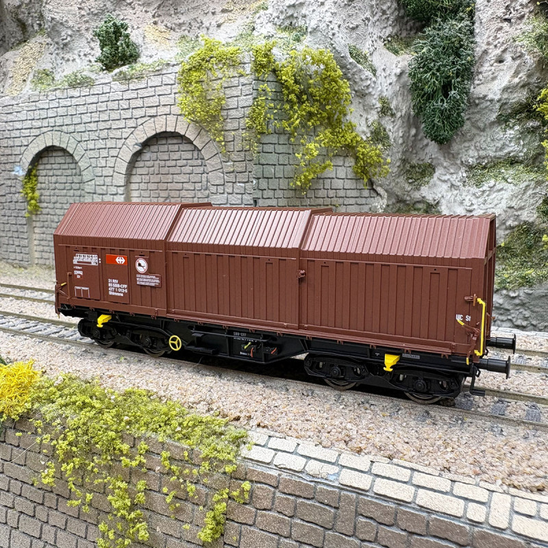Wagon à toit télescopique type Shimmns 708, SBB, Ep. V - BRAWA 51015 - HO 1/87