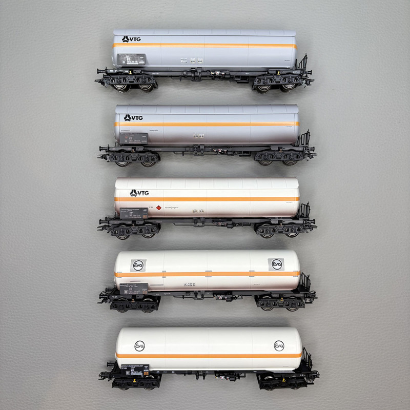 5 wagons citernes transport de gaz sous pression, VTG / EVA - MARKLIN 48480