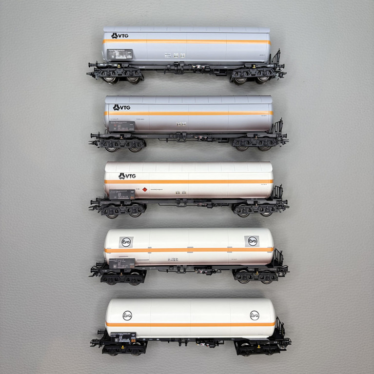 5 wagons citernes transport de gaz sous pression, VTG / EVA - MARKLIN 48480