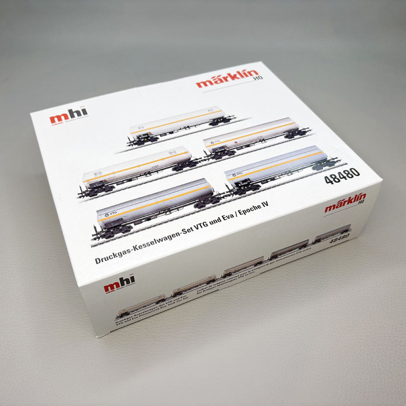 5 wagons citernes transport de gaz sous pression, VTG / EVA - MARKLIN 48480
