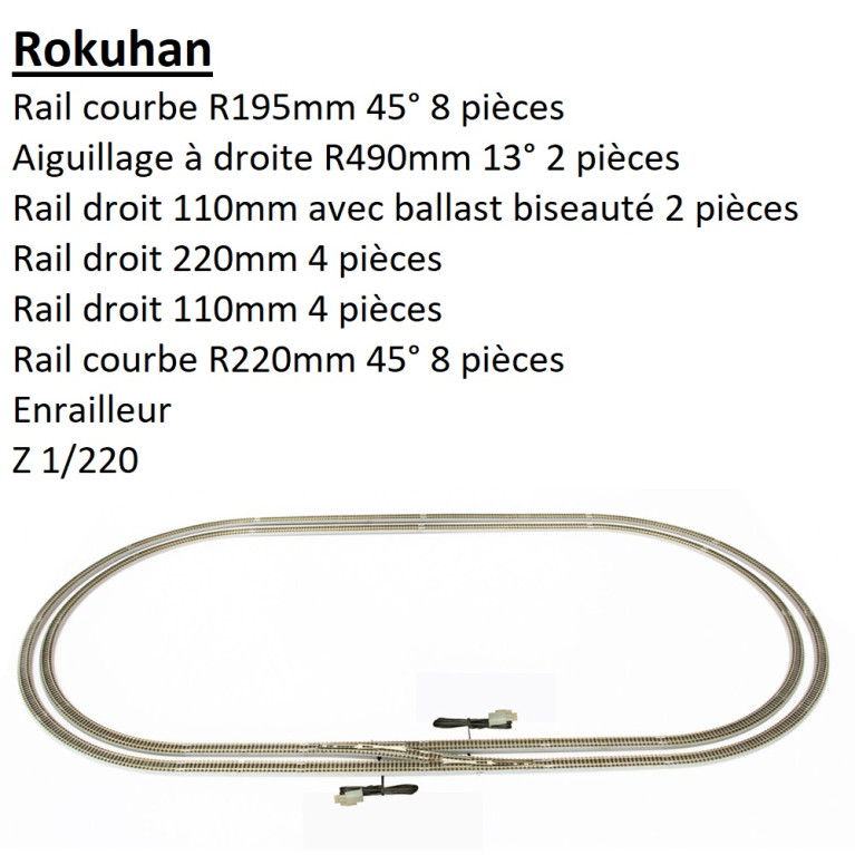 Piste ovale, set de rails double voie, set C - ROKUHAN R062 - Z 1/220