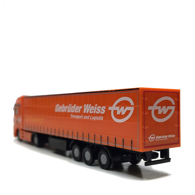 Mercedes Benz, Actros Gigaspace, semi-remorque à bâches, Gebrüder Weiss, orange - HERPA 066891 - N 1/160