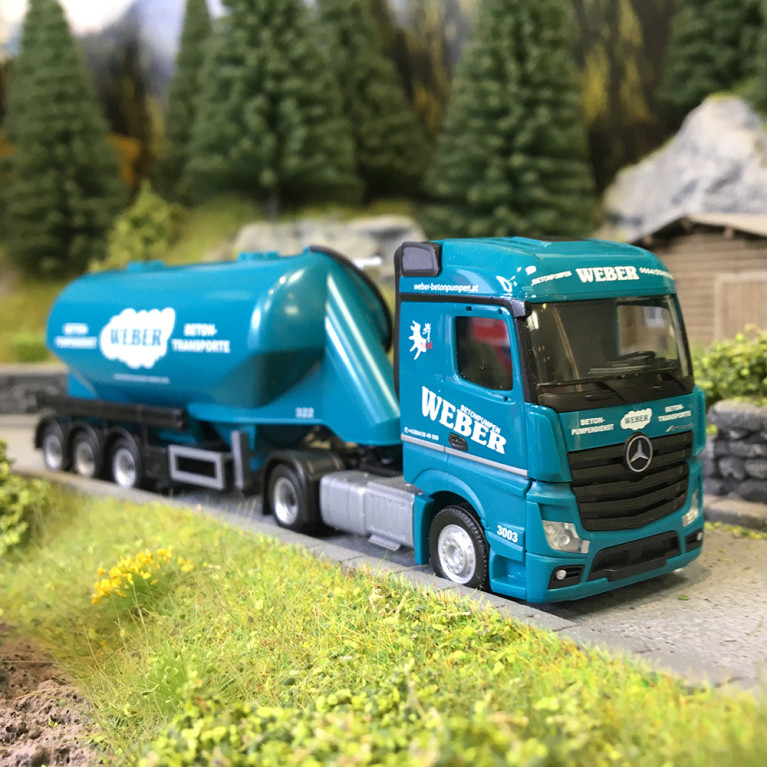 Mercedes Benz, Actros '18 streamspace, semi-remorque, Weber Betonpumpen, autriche - HERPA 320351 - HO 1/87