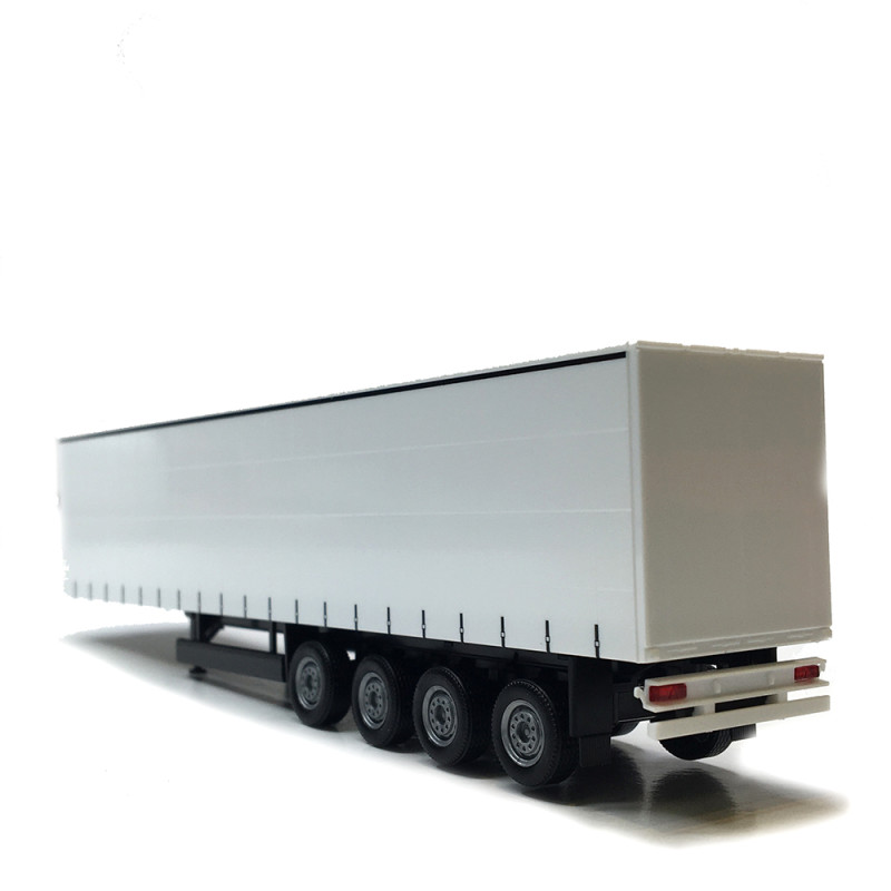 Remorque à rideaux coulissants en toile, 4 essieux, blanc - HERPA 077118 - HO 1/87