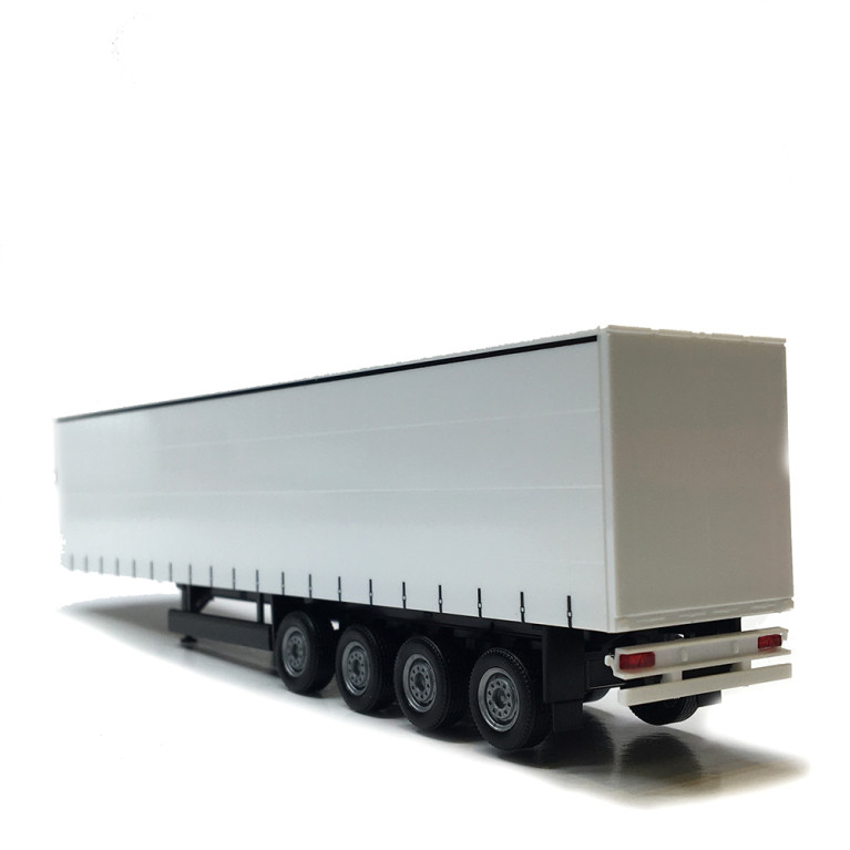 Remorque à rideaux coulissants en toile, 4 essieux, blanc - HERPA 077118 - HO 1/87