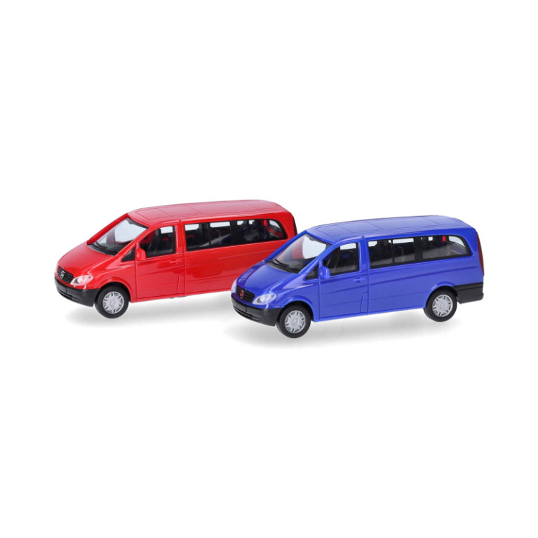 Minikit, Mercedes Benz Vito, bus, bleu, rouge, 2 pièces - HERPA 014236 - HO 1/87