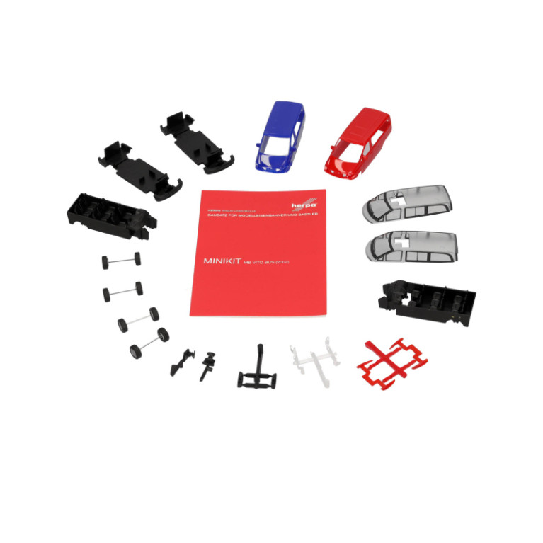 Minikit, Mercedes Benz Vito, bus, bleu, rouge, 2 pièces - HERPA 014236 - HO 1/87