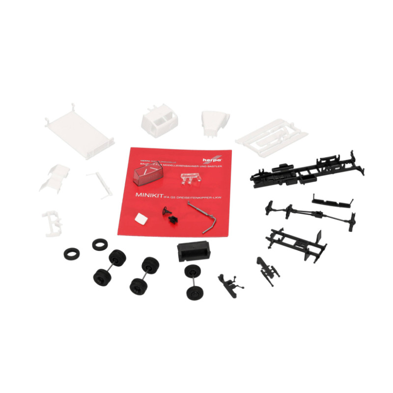Minikit, IFA G5, camion-benne, 3 essieux, blanc - HERPA 014182 - HO 1/87