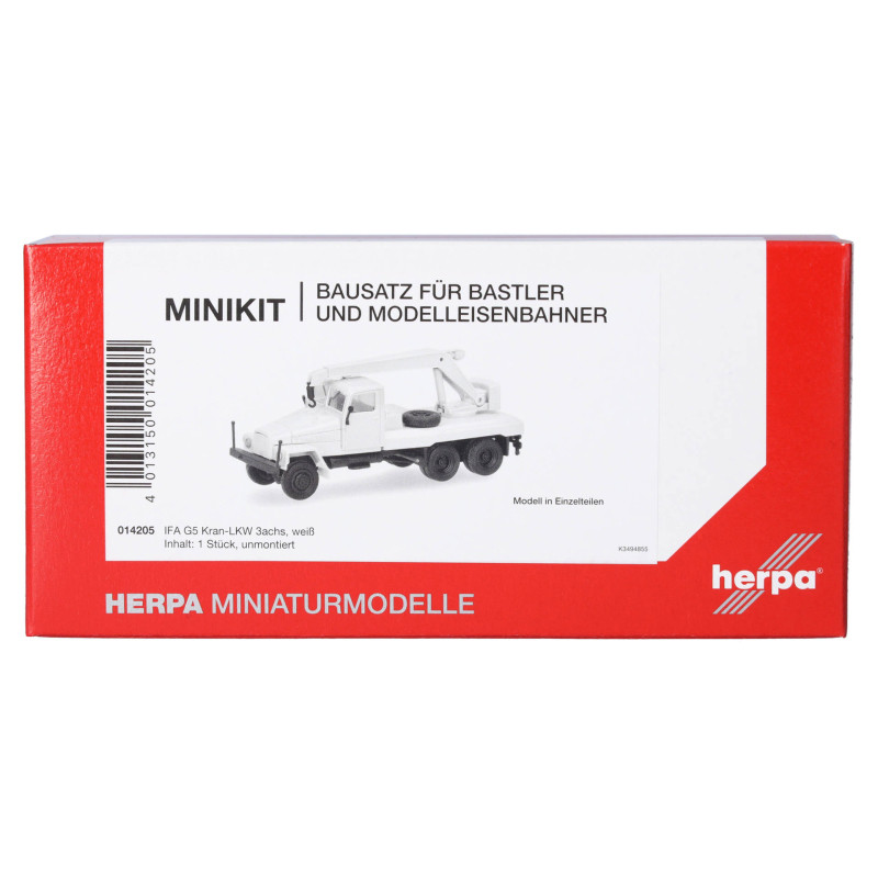 Minikit, IFA G5, camion-grue, 3 essieux, blanc - HERPA 014205 - HO 1/87