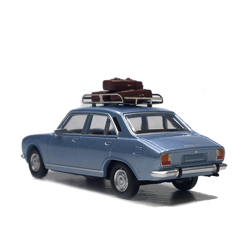 Peugeot 504, bleu, galerie et valises - SAI 1828 - HO 1/87