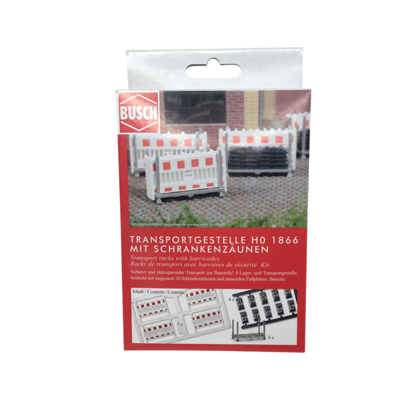 Rayonnages de transport avec barrières de sécurité - BUSCH 1866 - HO 1/87