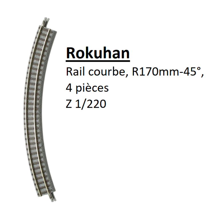 Rail courbe, R 170-45°, 4 pièces - ROKUHAN R003 - Z 1/220