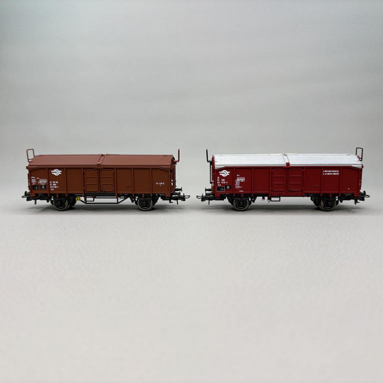 2 wagons tombereaux à toits coulissants type Tcs, MAV - ROCO 6600116