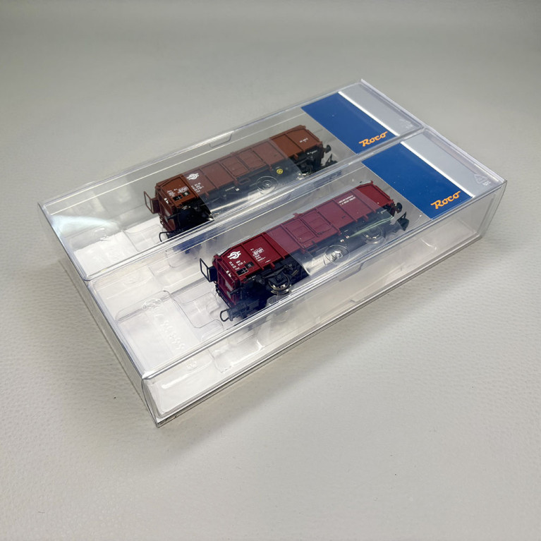 2 wagons tombereaux à toits coulissants type Tcs, MAV - ROCO 6600116