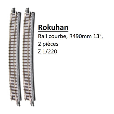 Rail courbe, R 490-13°, 2 pièces - ROKUHAN R012 - Z 1/220
