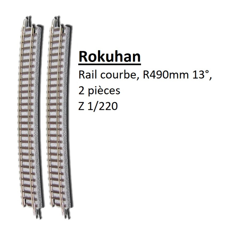 Rail courbe, R 490-13°, 2 pièces - ROKUHAN R012 - Z 1/220