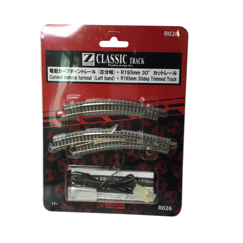 Aiguillage courbe à gauche, R 195/220-30°, voie courbe, R195-30°, biseautée - ROKUHAN R026 - Z 1/220