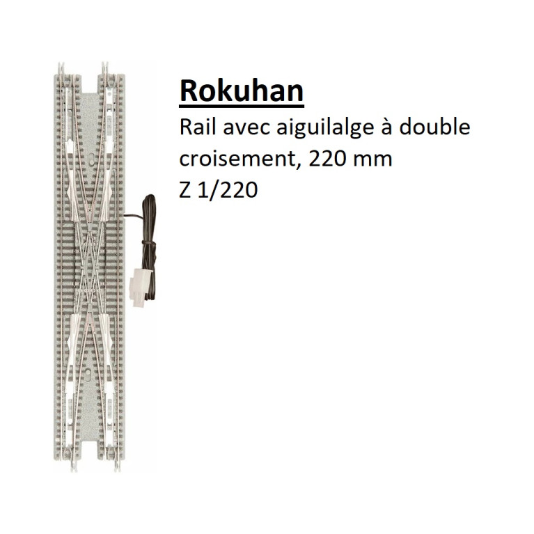 Rail avec aiguillage à double croisement, 220mm - ROKUHAN R078 - Z 1/220
