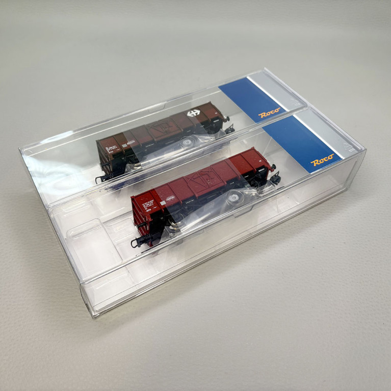 2 wagons tombereaux de type Es et E, parois cabossées, SBB - ROCO 77034