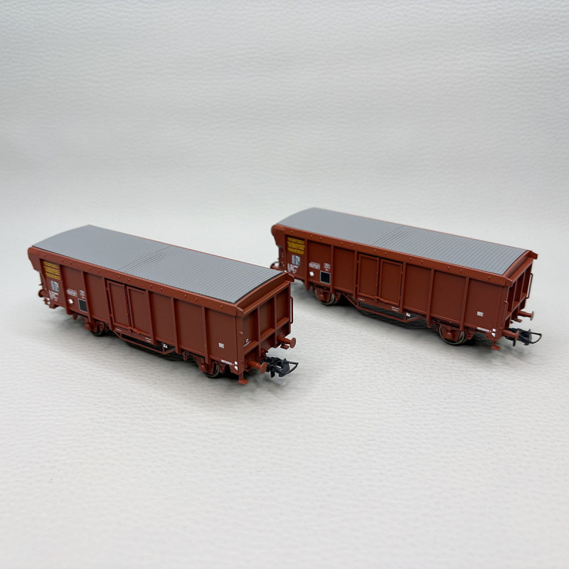 2 wagons tombereaux à toit déroulant, type T, SNCF - ROCO 6600251