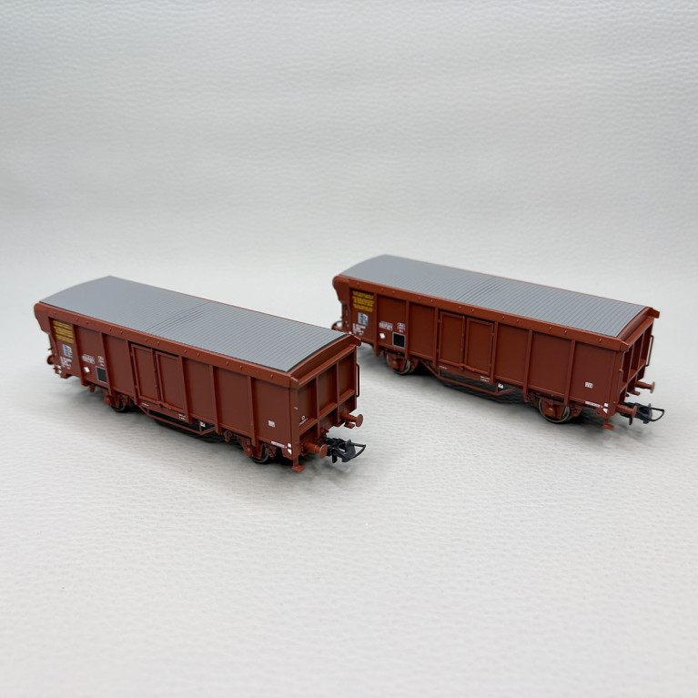 2 wagons tombereaux à toit déroulant, type T, SNCF - ROCO 6600251
