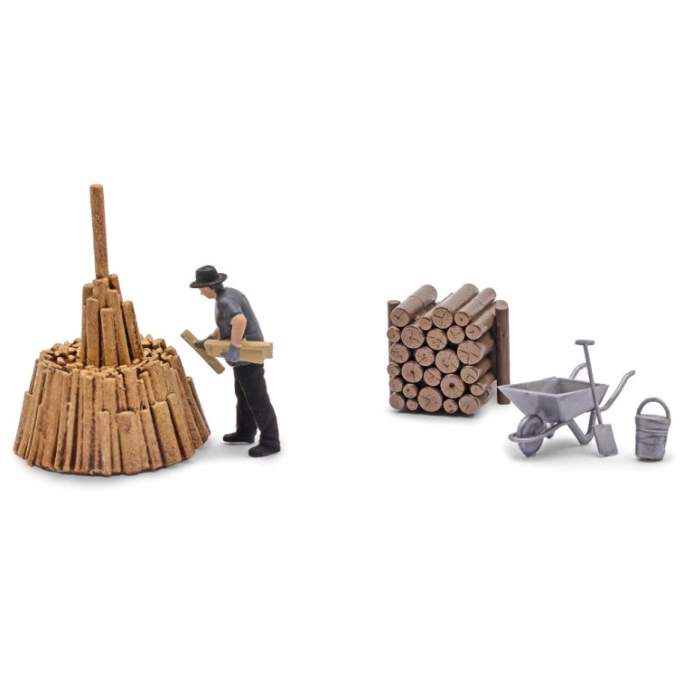 Ensemble d'actions,  Empilage de bois - BUSCH 79941 - HO 1/87