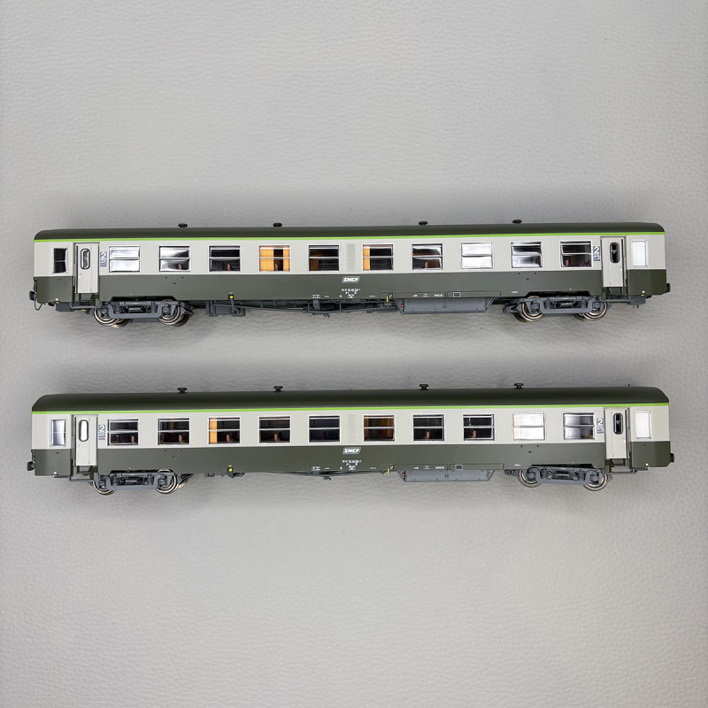 Lsmodels MW40035 - 2 voitures USI, caisse longue, B10t U61, 2CL, bogies Y16, logo Encadré blanc, SNCF
