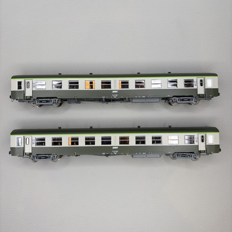Lsmodels MW40035 - 2 voitures USI, caisse longue, B10t U61, 2CL, bogies Y16, logo Encadré blanc, SNCF