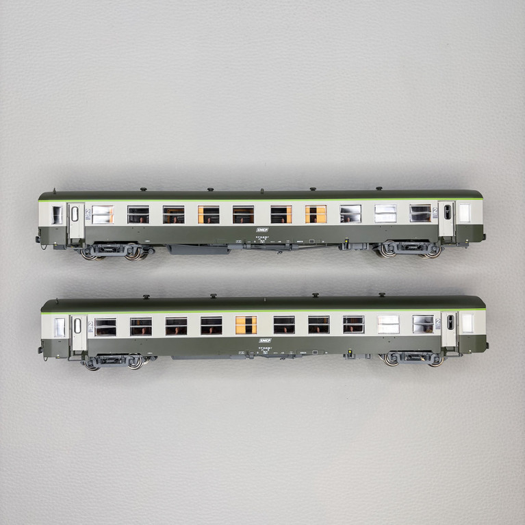 Lsmodels MW40035 - 2 voitures USI, caisse longue, B10t U61, 2CL, bogies Y16, logo Encadré blanc, SNCF