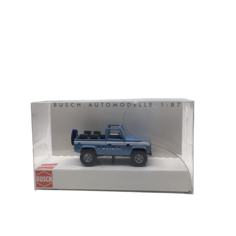 Land rover, Defender 90, bleu - BUSCH 54397 - HO 1/87