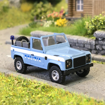 Land rover, Defender 90, bleu - BUSCH 54397 - HO 1/87