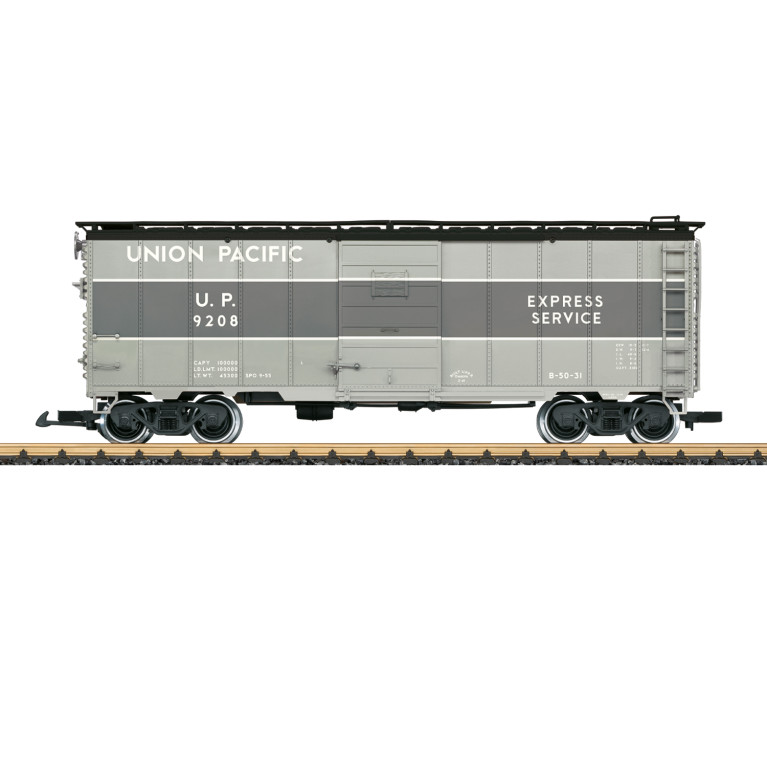 LGB 41918 - Wagon boxcar acier « Express Service », livrée jaune/gris, Union Pacific USA