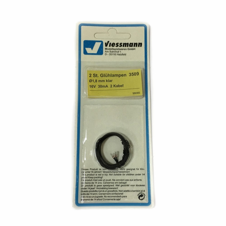 2 ampoules précablées 16 volts 30mA diamètre 1.8mm-Toutes échelles-VIESSMANN 3509
