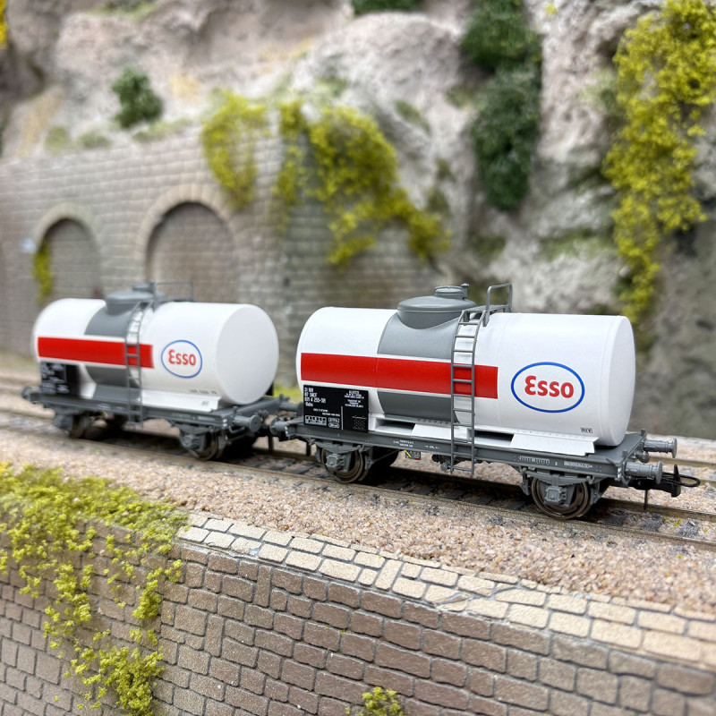 Coffret de 2 wagons citernes pétrole « ESSO », SNCF, Ep. IV - REE MODELES WB-878 - HO 1/87