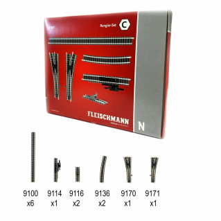 Coffret C, rails type Profi à ballast-N-1/160-FLEISCHMANN 9190