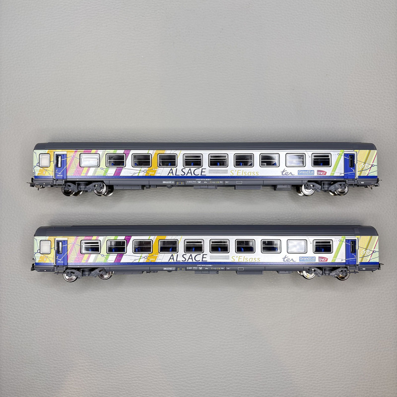 PIKO 97144 - Coffret de 2 voitures Corail Alsace, 2x B11tu 2CL, logo Carmillon SNCF
