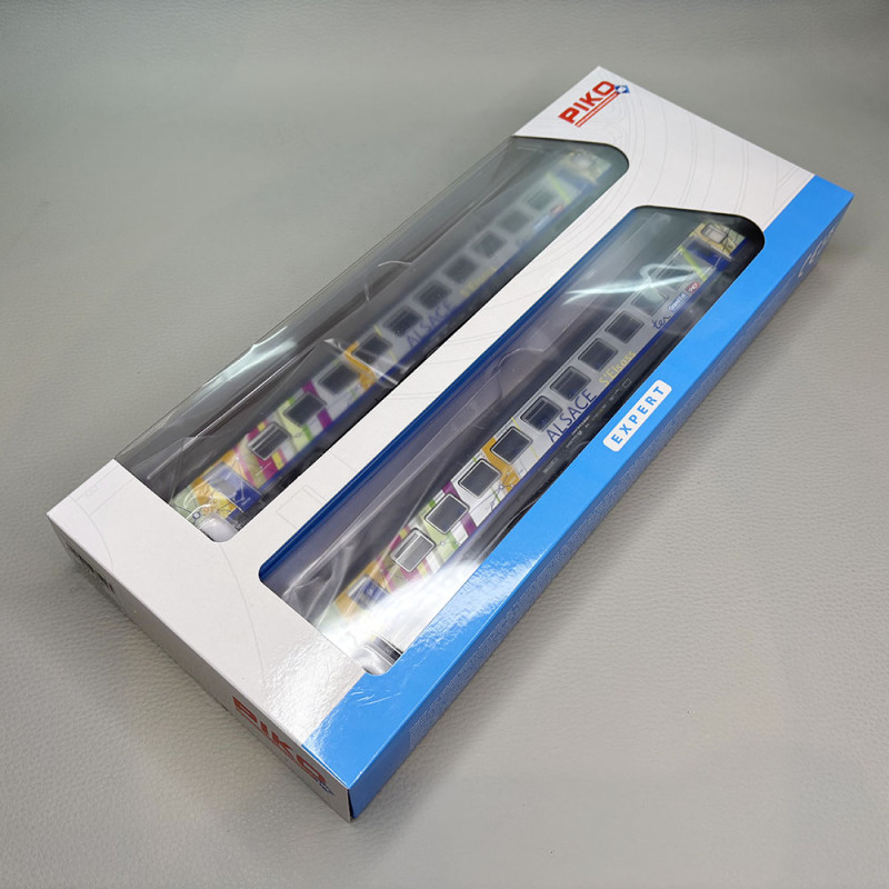 PIKO 97144 - Coffret de 2 voitures Corail Alsace, 2x B11tu 2CL, logo Carmillon SNCF