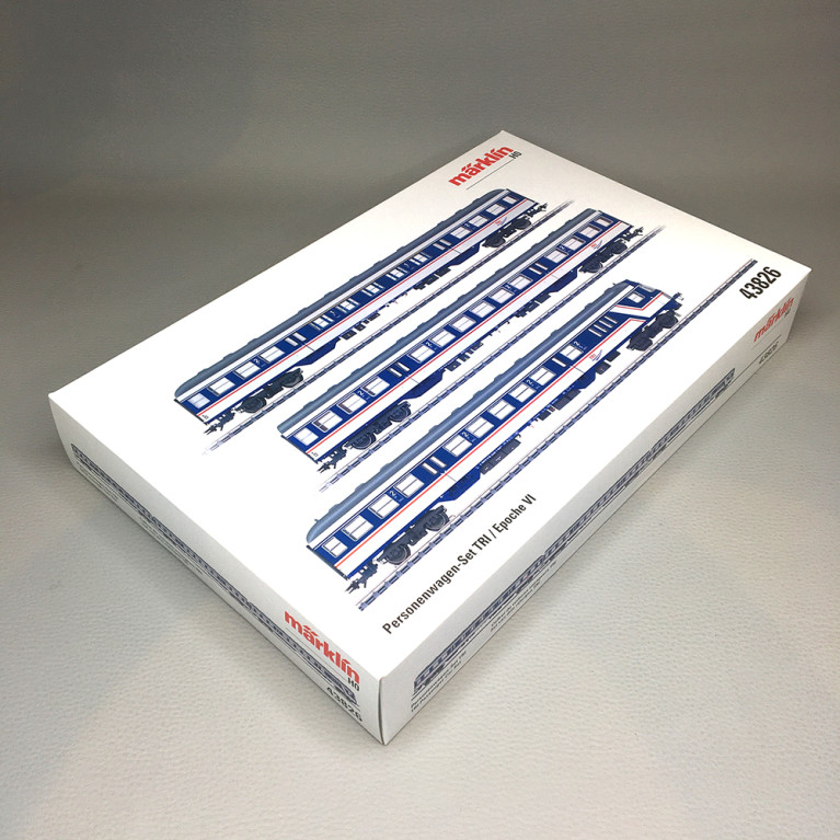 Coffret 3 voitures voyageurs,  voiture-pilote Bnrdzf 463.0 + 1 ABnrz 403.4 + 1 Bnrz 450.3, TRI, Ep VI -  MARKLIN 43826 - HO 1/87