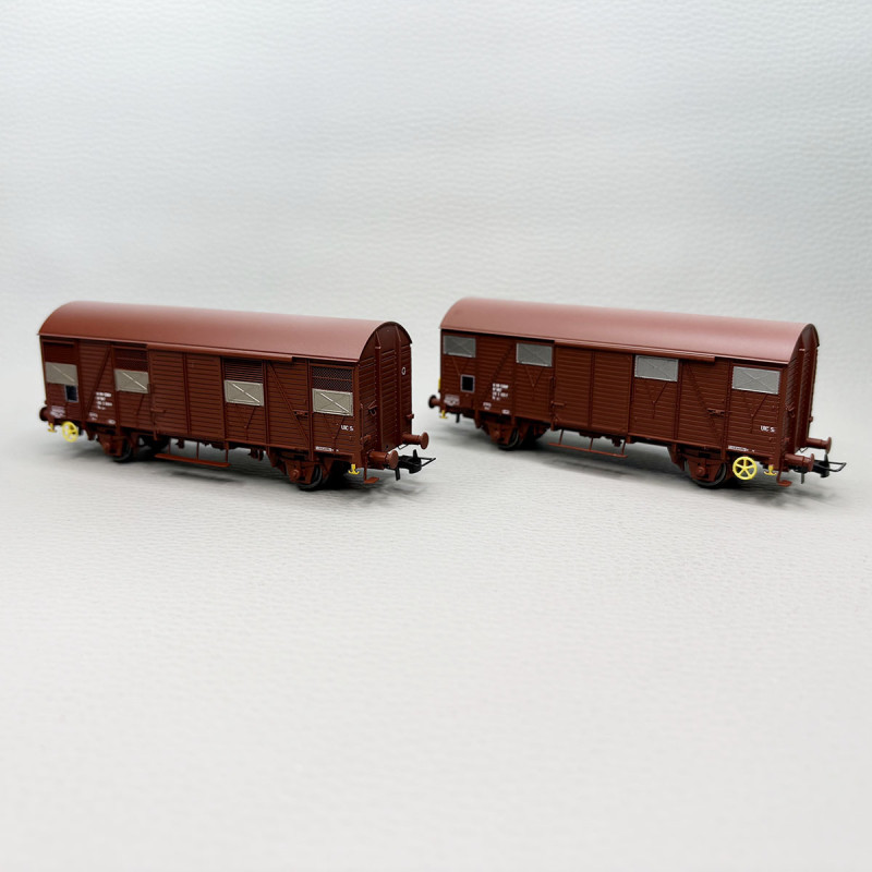 JOUEF HJ6294 - Coffret 2 wagons couverts type Gs, feux de fin de convoi, SNCF