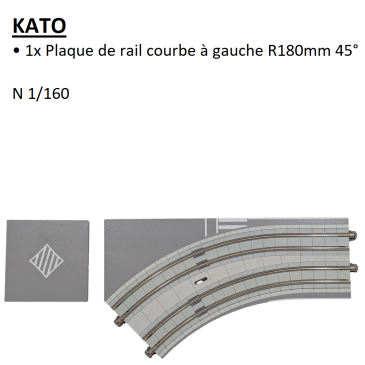 Rail de rue courbe, R180mm 45°, à gauche, UNITRAM - KATO 40-103 - N 1/160
