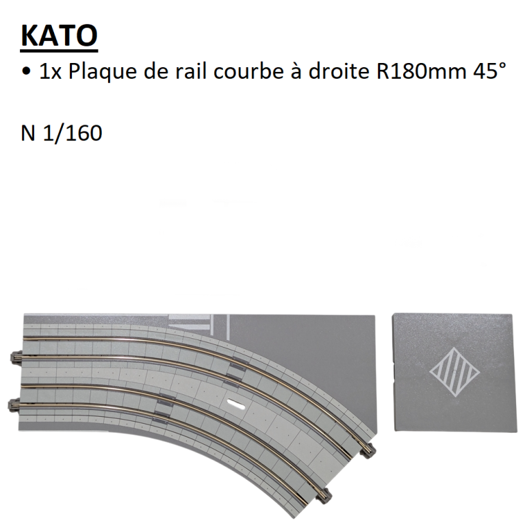 Rail de rue courbe, R180mm 45°, à droite, UNITRAM - KATO 40-104 - N 1/160