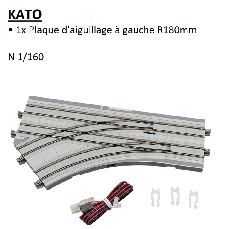 Aiguillage électrique de rue, R180mm, à gauche, UNITRAM - KATO 40-212 - N 1/160