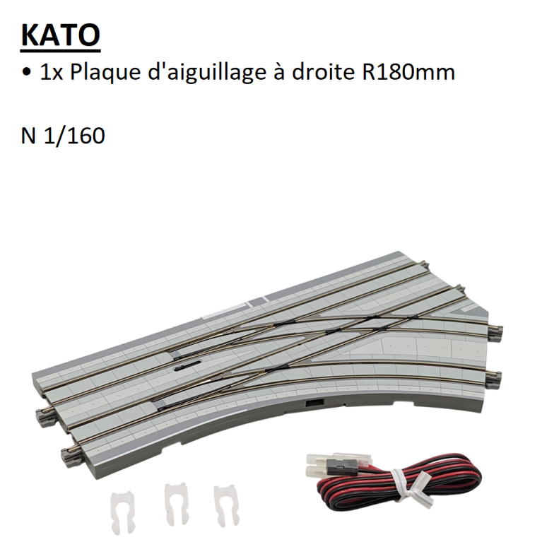 Aiguillage électrique de rue, R180mm, à droite, UNITRAM - KATO 40-213 - N 1/160