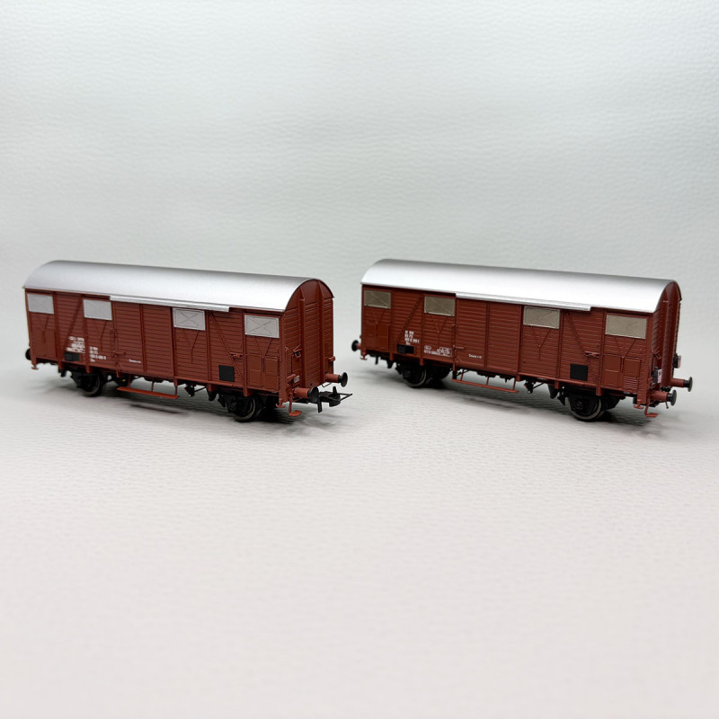 RIVAROSSI HR6696 - 2 wagons couverts type Ghs, feux de fin de convoi, FS