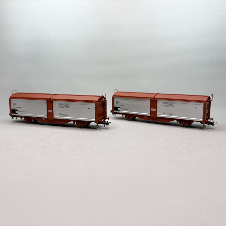Coffret de 2 wagons à toit et parois coulissants, type Teu, SJ - ROCO 6600257