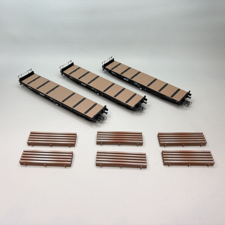 Roco 6600263 - Coffret de 3 wagons plats charges lourdes type Sas, NS
