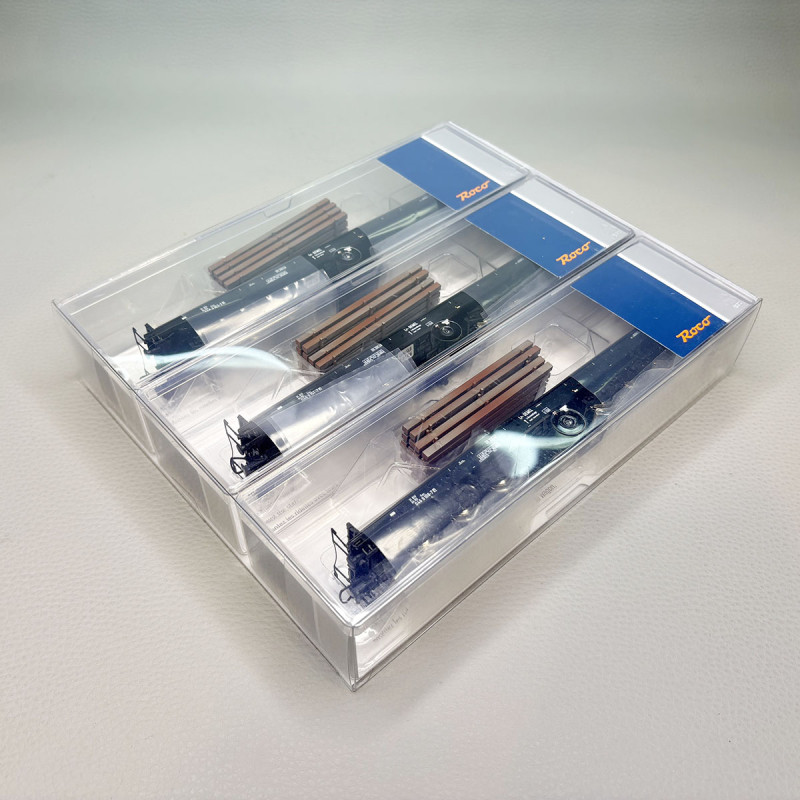 Roco 6600263 - Coffret de 3 wagons plats charges lourdes type Sas, NS